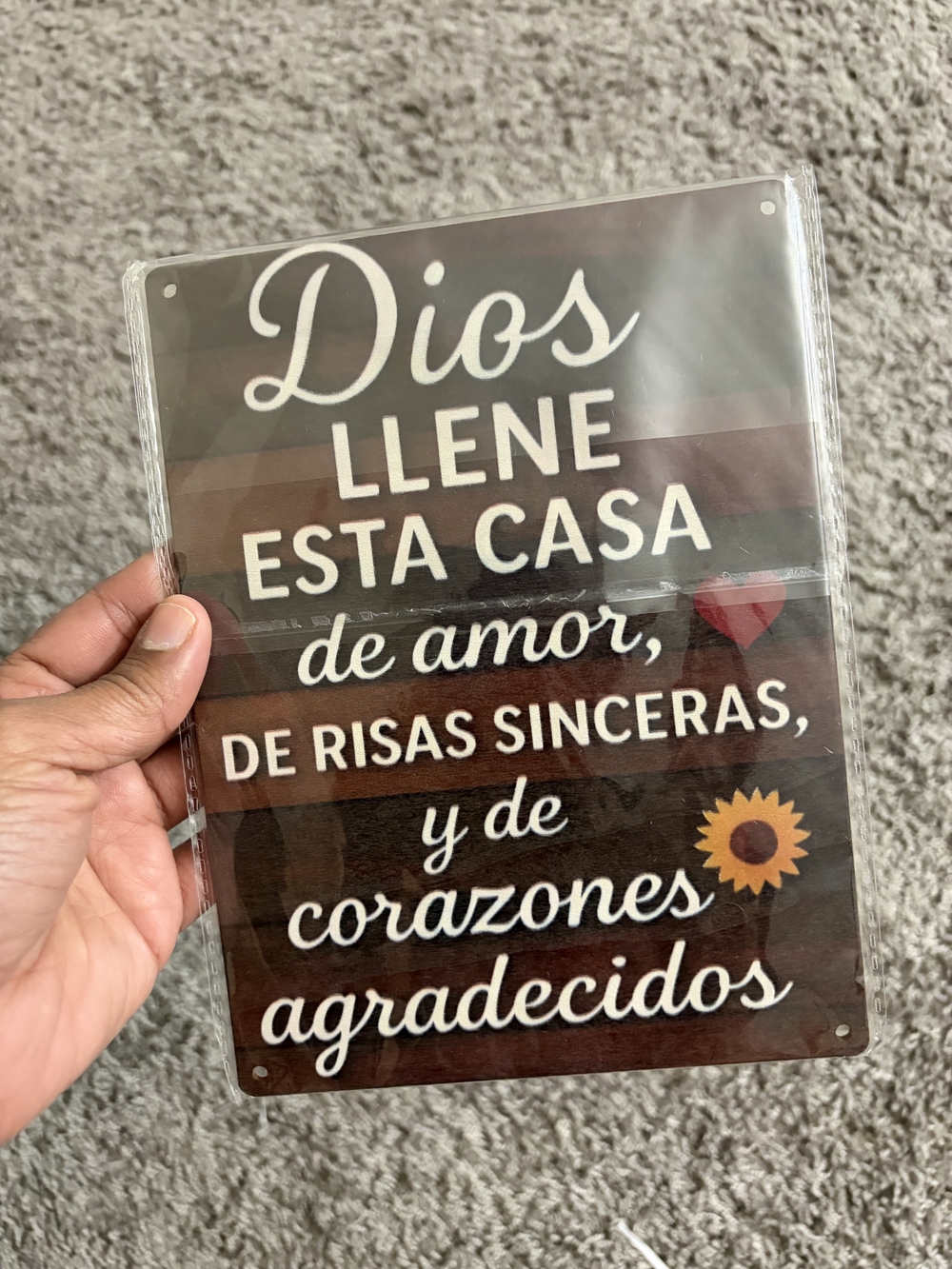 Faith-Inspired Brown Wall Sign with White Script